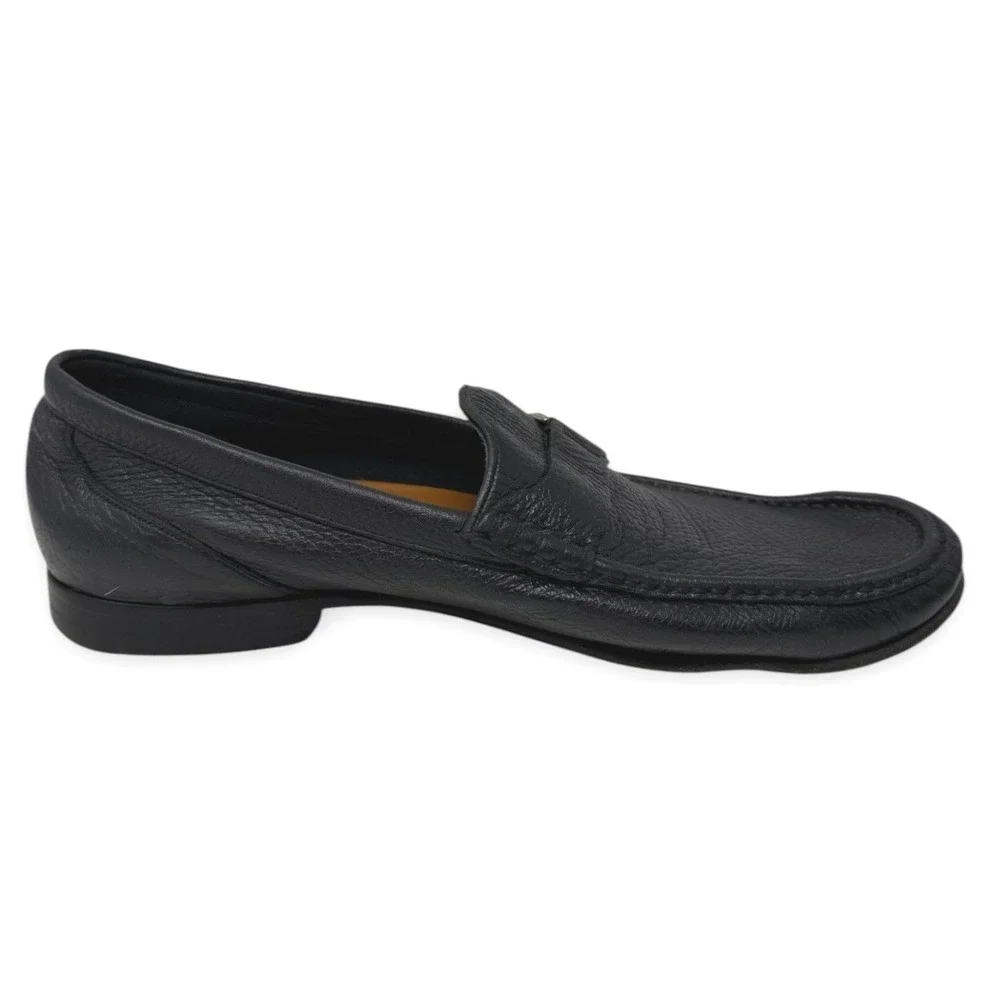 Bally‎ Loafers Mens US 9.5 Black Suver Leather Moc Toe Swiss Made Dress Shoes